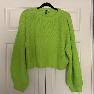 H&M cropped neon green sweater